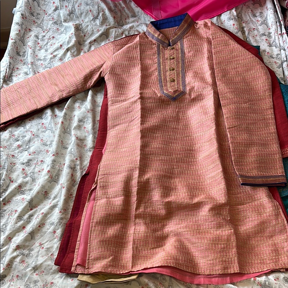 Pink Kurta with Gold Accents